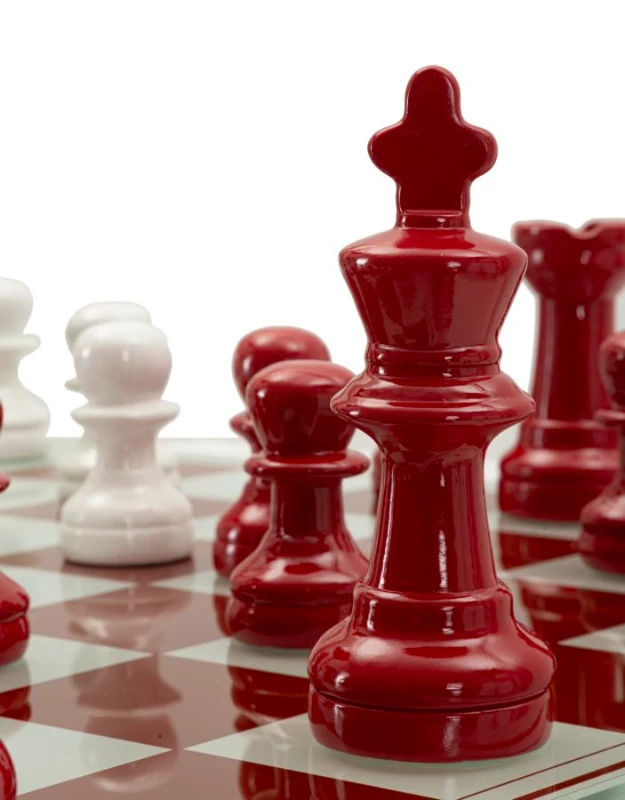 Mauro Ferretti Set Tablă De Șah Roșu/Alb,  61 X 61 X 14 Cm