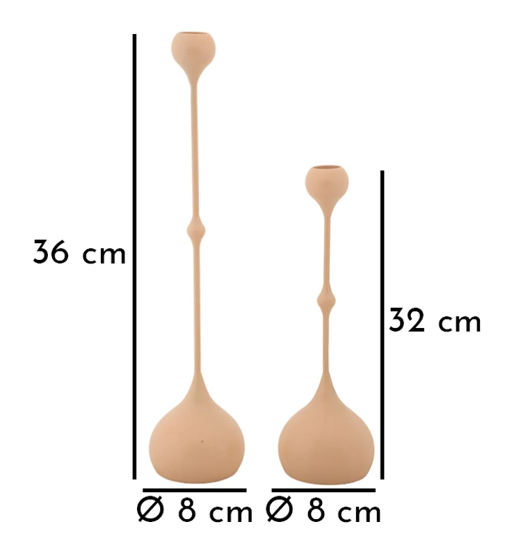 Mauro Ferretti Set Suport Lumanare Slimmy Roz 2 Bucati Cm Ø 8X26-8X35