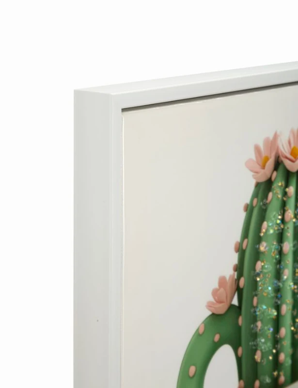 Mauro Ferretti Tablou Imprimat Pe Pânză Lacuită, Cu Ramă, Model «Borcan Cu Cactus», Orientare Orizontală, Dimensiuni 40 X 2,8 X 40 Cm