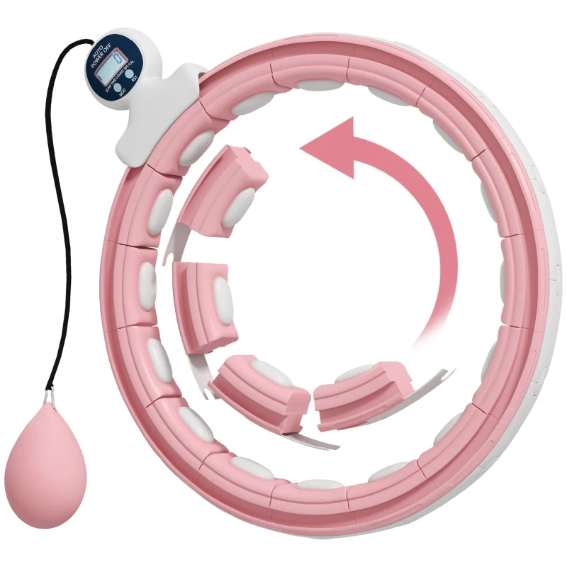 SPORTNOW Hula Hoop Aro com Picos de Massagem Ajustável de 76 a 113 cm de Cintura 16 Segmentos Removíveis Fitness
