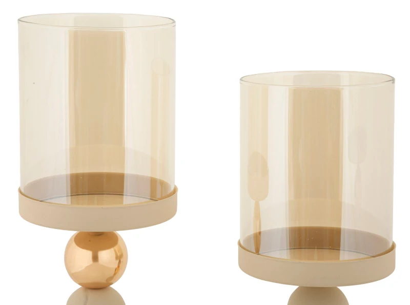 Mauro Ferretti Set 2 Suporturi Lumanare Crem Cm Ø10X32-10X34