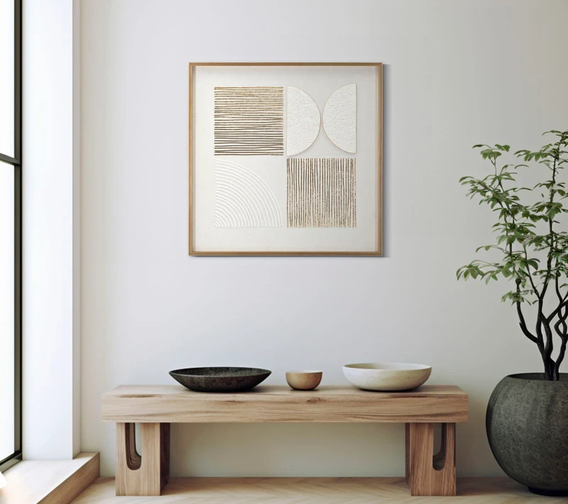 Mauro Ferretti Pictura Abstract Pe Panza, Cu Rama,  Cm 60X3X58