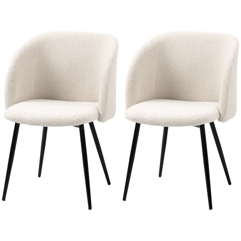 HOMCOM Conjunto de 2 Cadeiras de Sala de Jantar com Encosto em Tecido Pernas em Aço 55x62x80 cm Bege Preto