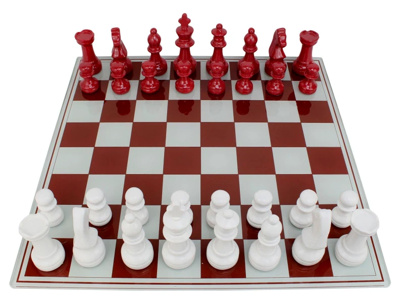 Mauro Ferretti Set Tablă De Șah Roșu/Alb,  61 X 61 X 14 Cm