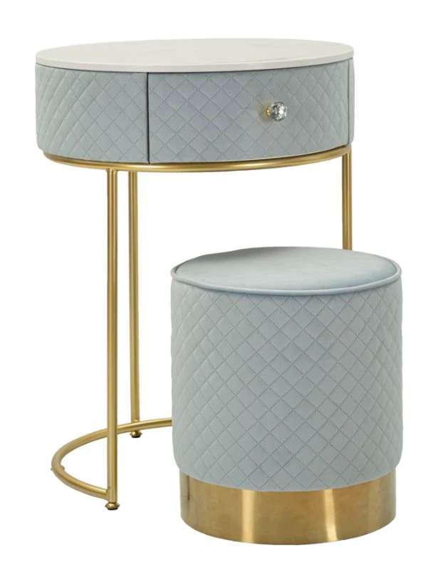 Mauro Ferretti Noptiera Cu Puf, Albastru, Cm Ø 52X70 - Ø 36X37