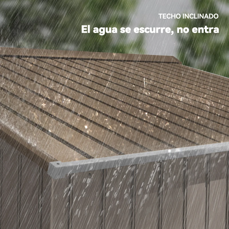 Outsunny Cobertizo de Jardín 4,9 m² 277x195x192 cm con 2 Puertas Corredizas Base Refuerzo (Suelo NO Incluido) Amarillo(m-7)