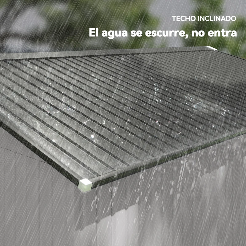 Outsunny Cobertizo de Jardín Exterior 12,4 m² 340x386x200 cm con Puerta Corredera Techo Inclinado y 4 Ventanas Blanco