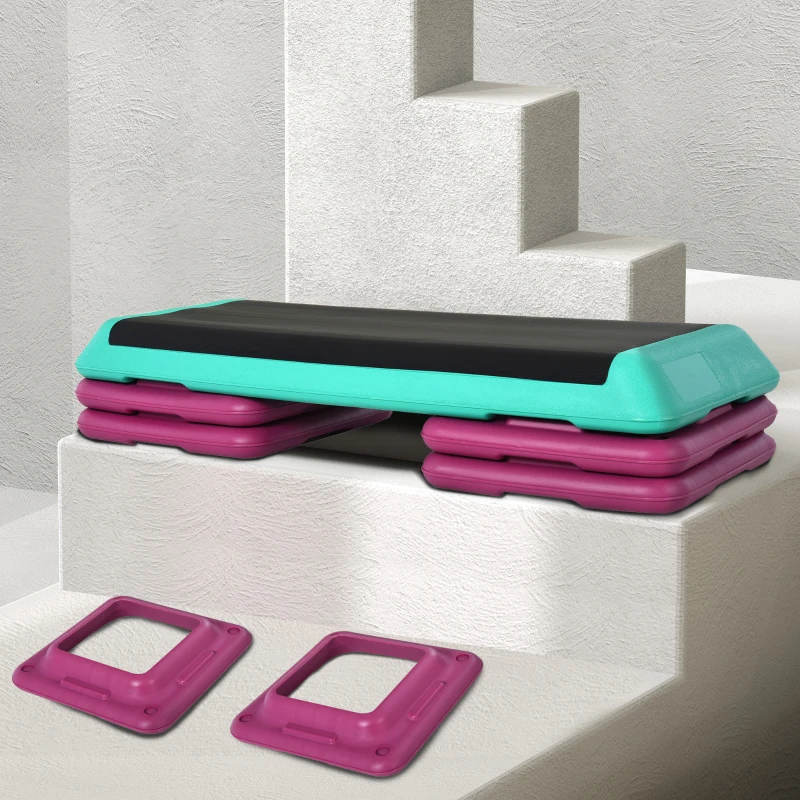 HOMCOM Step de Aeróbic Step para Fitness Antideslizante Altura Regulable 3 Niveles 110x40x20 cm Multicolor