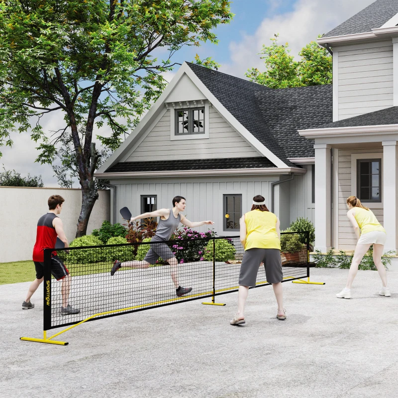 SPORTNOW Pickleball-net, draagbaar, met metalen frame en stoffen net, inclusief draagtas, Geel