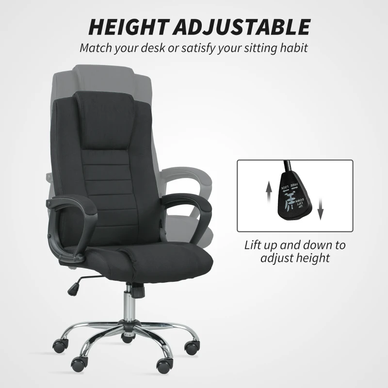 Vinsetto Linen-Look Swivel Office Chair - Black