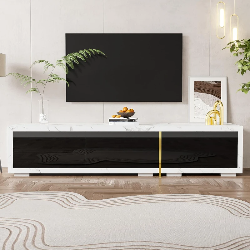 Mobile TV girevole, Lunghezza variabile, 140-260x40x30 cm, Nero e Bianco