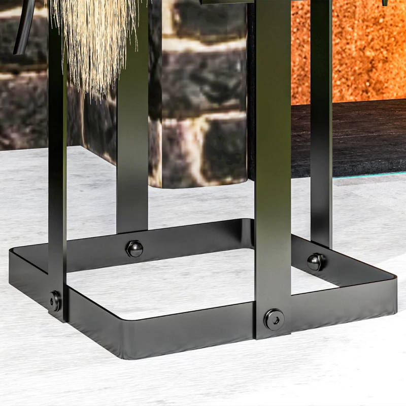 Outsunny Set di accessori per camino, 5 pezzi, scopino, paletta, pinze, attizzatoio, supporto in metallo, Nero