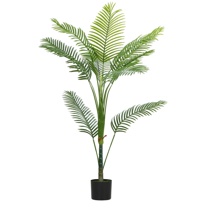 HOMCOM Pianta Finta Palma Areca Alta 150 cm per Interni con Vaso, Decorazione per Casa e Ufficio, Verde