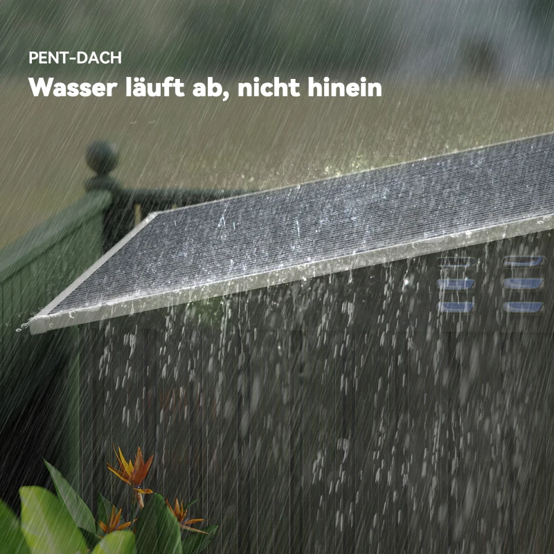 Outsunny Gartenschuppen, Geräteschuppen mit Fenstern, Lüftungsöffnungen, Schiebetür, wasserdichter Stahl, wetterfest, Dunkelgrau(m-7)