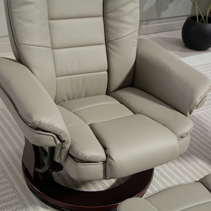 HOMCOM Fauteuil relax inclinable 135° grand confort pivotant 360° avec repose-pieds revêtement synthétique marron(m-9)