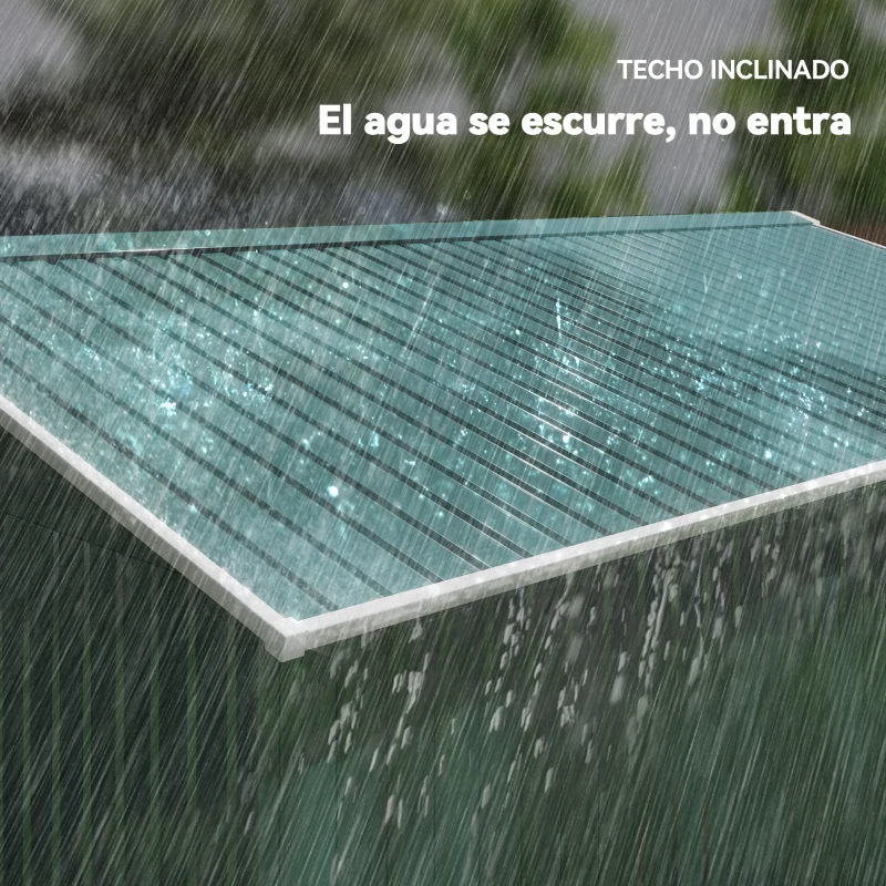 Outsunny Cobertizo de Jardín 12,4 m² 340x386x200 cm con 2 Puertas Corredizas Base Refuerzo (Suelo NO Incluido) Verde