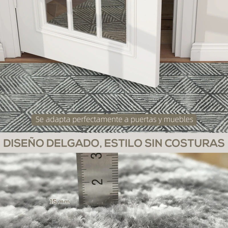 HOMCOM Alfombra Salón 170x120 cm Lavable en Lavadora Pelo Corto Estilo Moderno Tapete para Sala de Estar Dormitorio Gris Oscuro