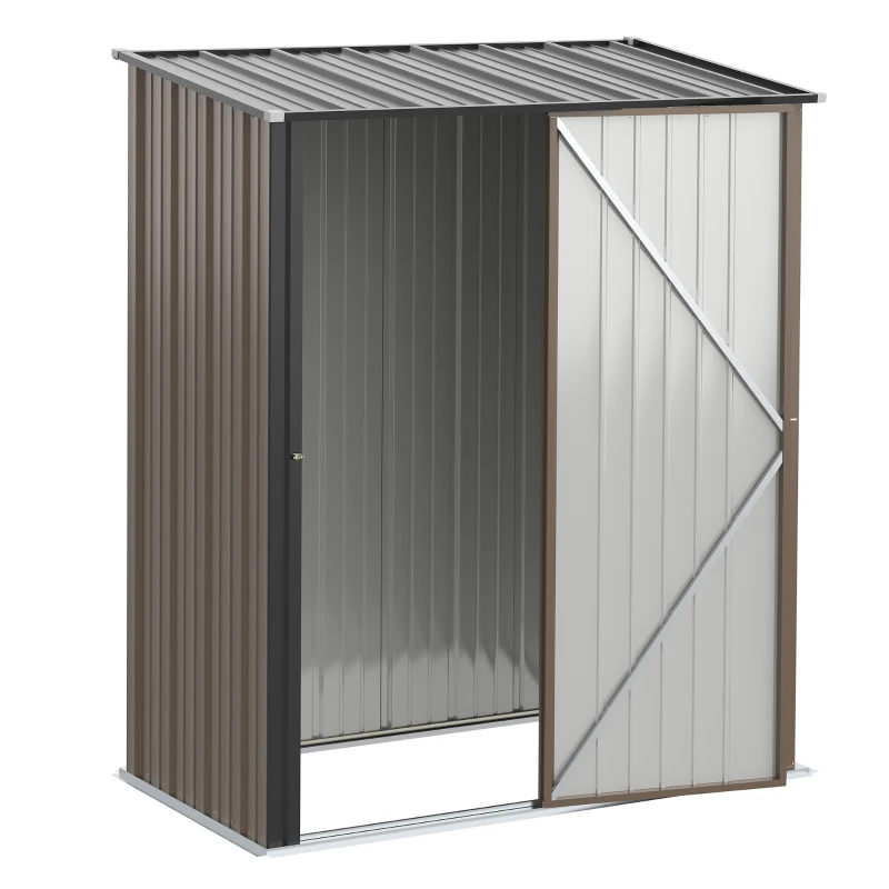 Outsunny Caseta de Jardín Metálica 1,34 m² 161,5x94,5x196 cm con 1 Puerta y Cerradura para Almacenamiento de Herramientas Marrón(m-11)