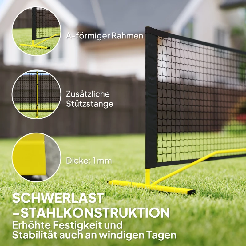 SPORTNOW Pickleball-net, draagbaar, met metalen frame en stoffen net, inclusief draagtas, Geel