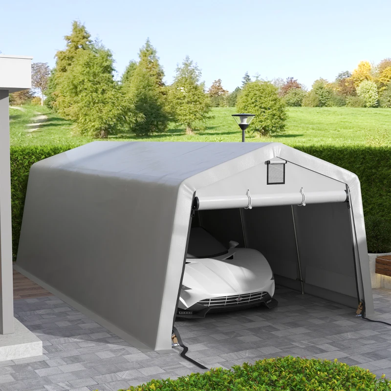 Outsunny Tente garage carport dim. 6,2L x 3,3l x 2,4H m acier galvanisé robuste PE haute densité 150 g/m² imperméable anti-UV(m-9)
