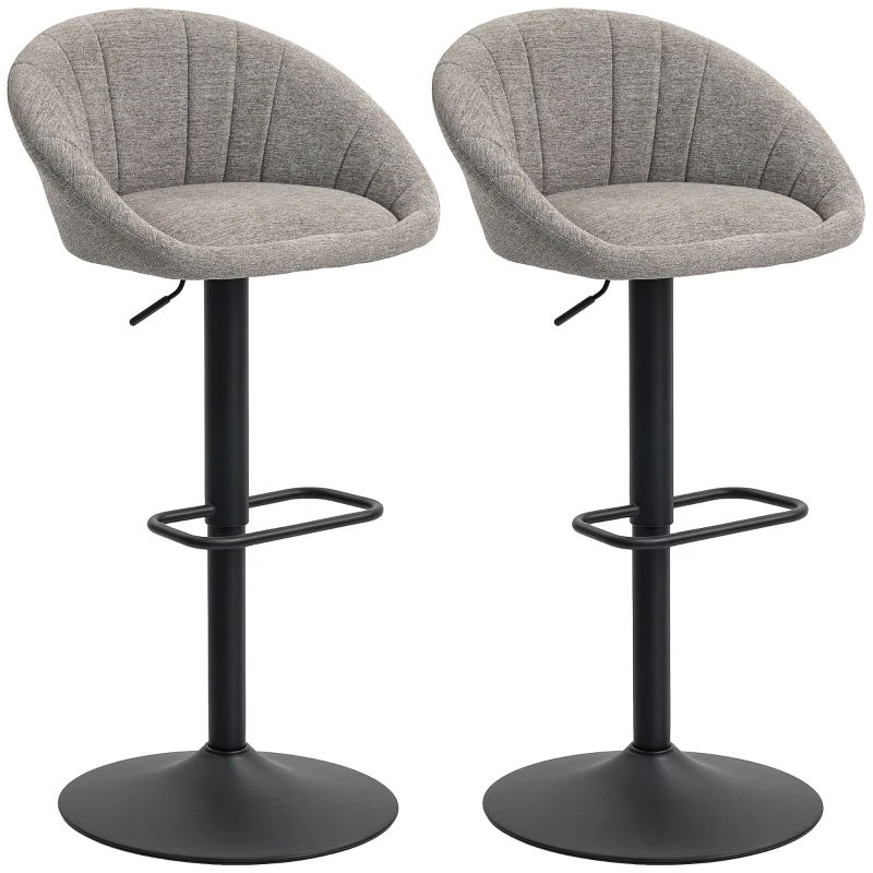 HOMCOM Set of Two Relaxed Tub Bar Stools - Grey