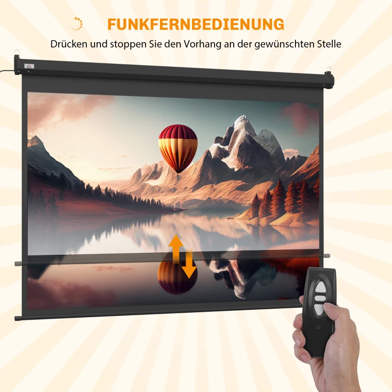 HOMCOM Beamer-Leinwand, Projektionsleinwand, 100 Zoll, 4:3, 203x152 cm, Schwarz(m-8)