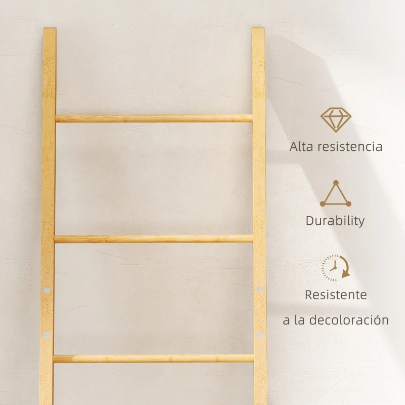 HOMCOM Estantería para Baño de Bambú Toallero de Pie con 3 Barras Cesto para Ropa Sucia Extraíble de 48 L Crema