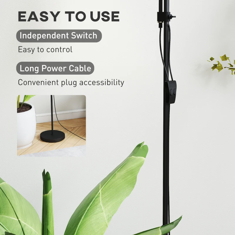 HOMCOM LED Floor Lamp for Living Room, 180cm Tall Standing Lamp, Mother and Child Uplighter with Adjustable Gooseneck, 3000K/4500K/6500K Colour Temperatures, Black