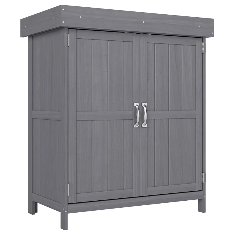 Outsunny Armoire de Jardin sur Pied Double Porte étagère et Toit bitumé relevable dim. 74L x 43l x 88H cm Bois Massif de Sapin(m-11)