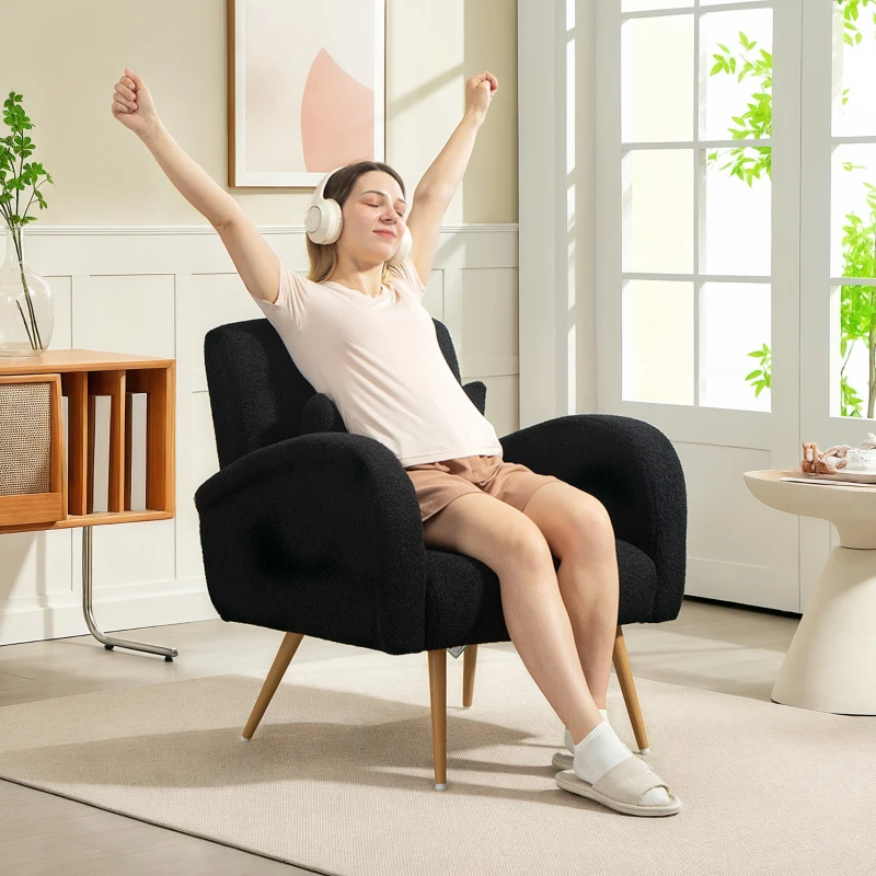 HOMCOM Teddy Fleece Accent Chair - Black