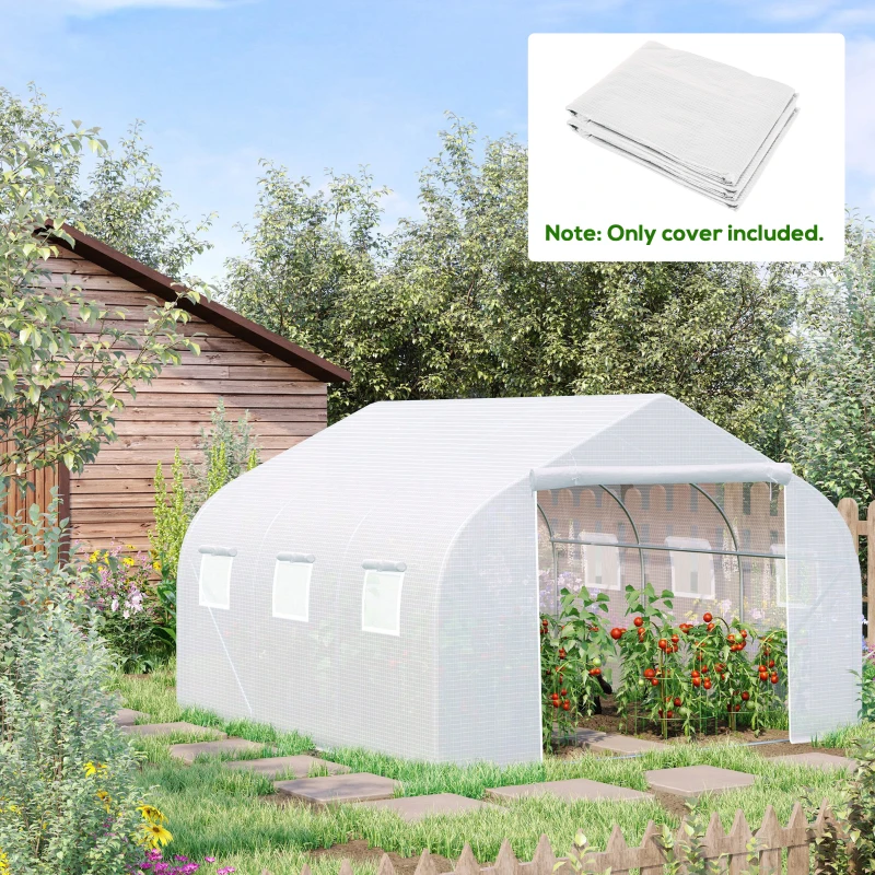 Outsunny Walk In Greenhouse Cover Replacement Plant Growhouse PE Cover 4.5x3x2m White