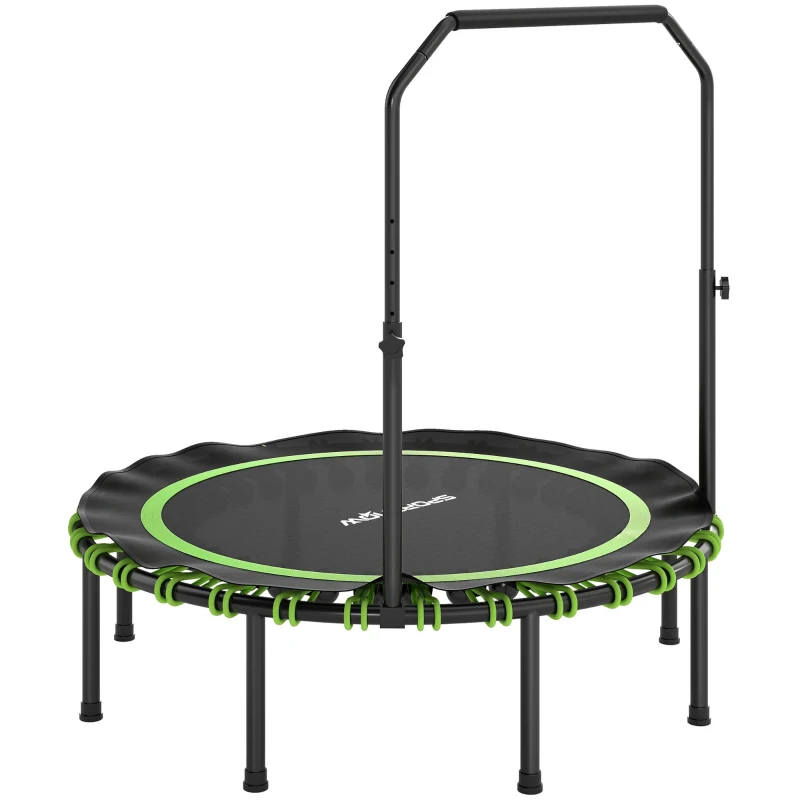 SPORTNOW Fitness-Trampolin mit verstellbarem Handlauf, Sport-Trampolin für drinnen und draußen, Stahl, Kunststoff, Grün