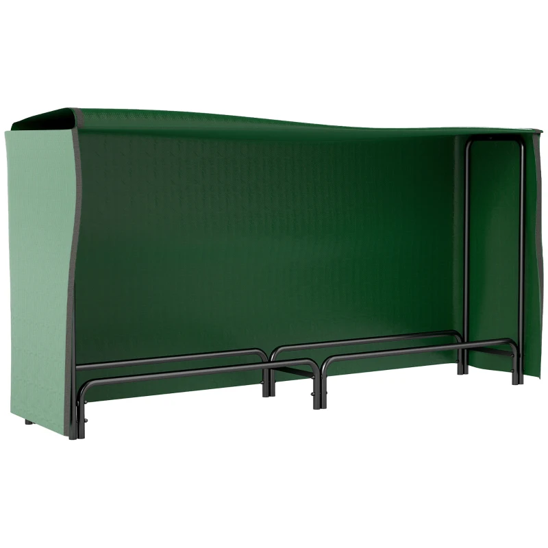 Outsunny Leñero con Cubierta Estante para Interior y Exterior Carga 200kg 200x36x99 cm Verde Oscuro y Negro