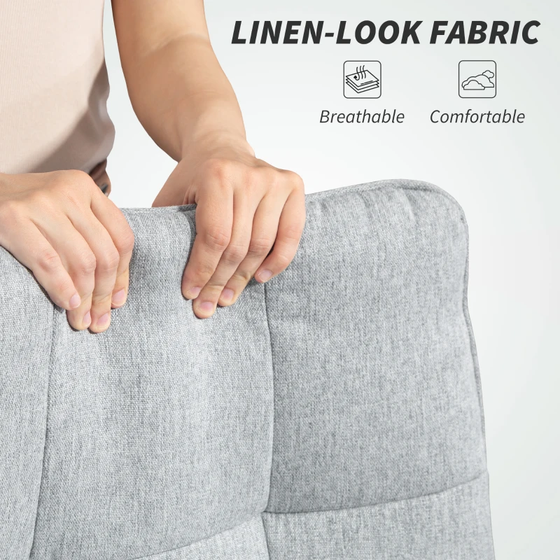 HOMCOM Double Padded Linen-Look Office Chair - Light Grey