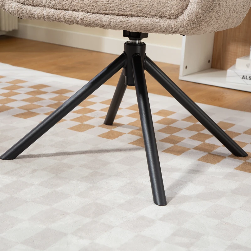 HOMCOM Fauteuil, chaise rembourrée avec coque de siège confortable, pivotant, revêtement douillet, jusqu'à 120 kg, Marron clair