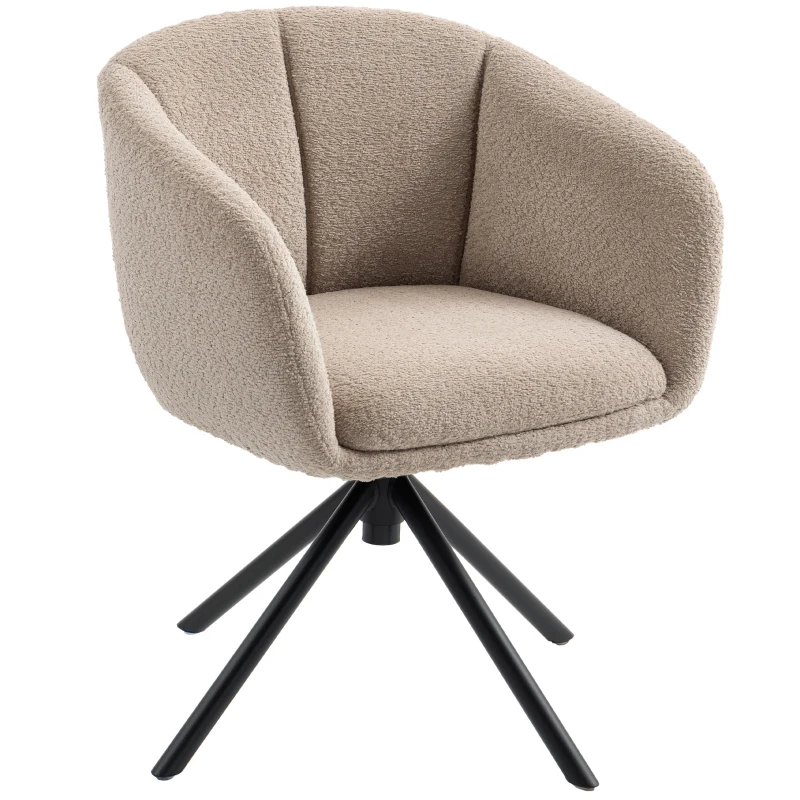 HOMCOM Poltrona Imbottita con Comoda Seduta, Girevole, Rivestimento Morbido, Fino a 120 kg, Marrone Chiaro