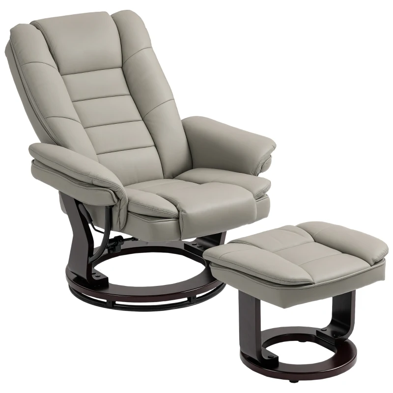 HOMCOM Fauteuil relax inclinable 135° grand confort pivotant 360° avec repose-pieds revêtement synthétique marron