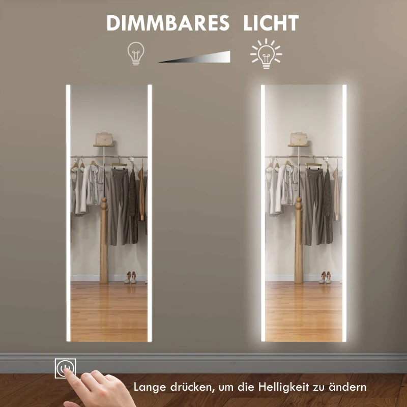 HOMCOM Großer Spiegel Wandspiegel Standspiegel Ganzkörperspiegel, 50 cm x 2,9 cm x 150 cm, Weiß