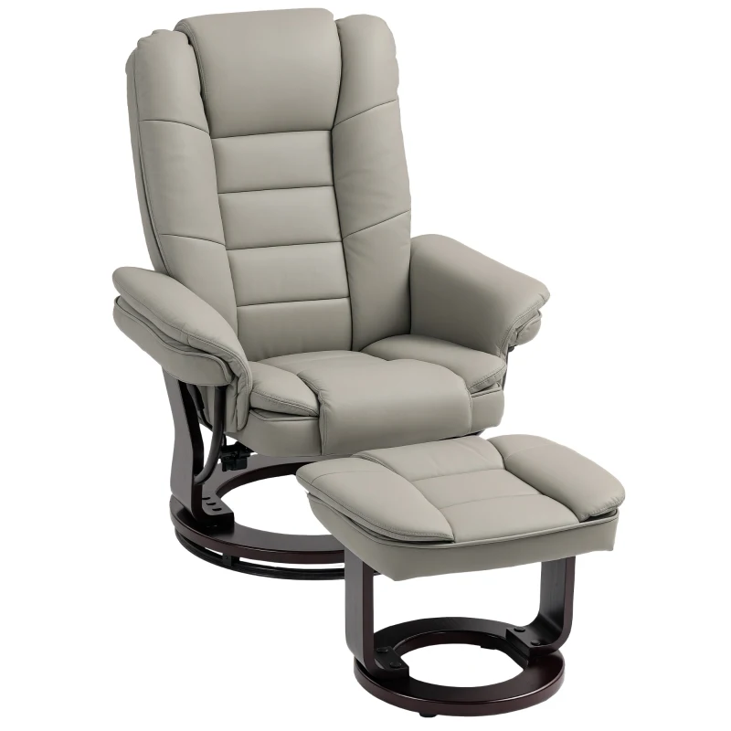 HOMCOM Fauteuil relax inclinable 135° grand confort pivotant 360° avec repose-pieds revêtement synthétique marron(m-11)