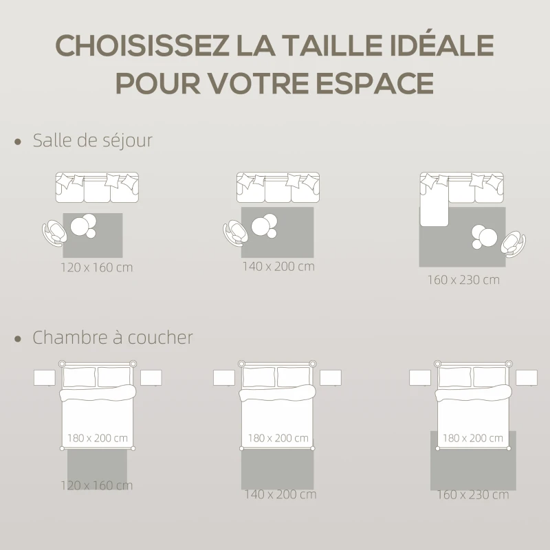 HOMCOM Tapis salon 160 x 120 cm tapis à poils longs, lavable en machine, antidérapant, en fausse fourrure, gris clair