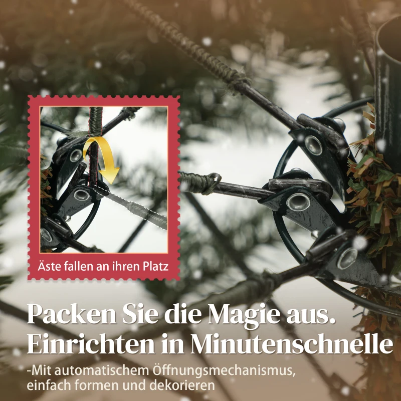 HOMCOM Kunstmatige Kerstboom, 180 cm, Opvouwbare Takken, Metalen Stand, Veelzijdig, Groen