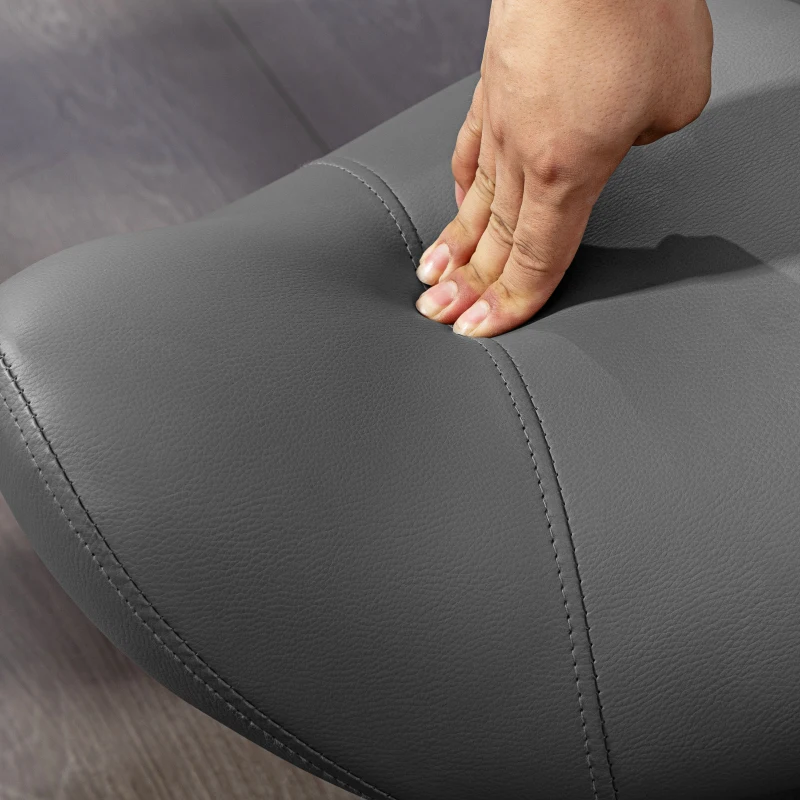 HOMCOM Tabouret roulant, assise en forme de selle, réglable en hauteur, pivotant à 360°, similicuir, gris, 48 x 47 x 45-57 cm