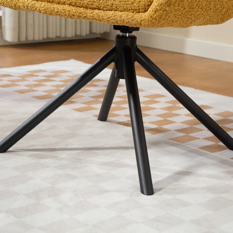 HOMCOM Poltrona con comoda seduta, girevole, rivestimento in tessuto effetto lino, fino a 120 kg, Giallo