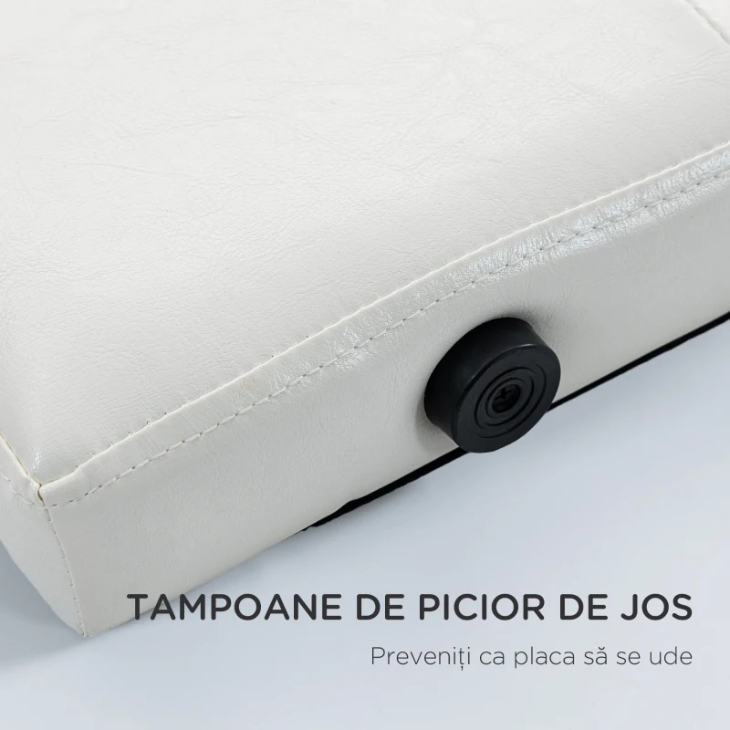 HOMCOM Căpătâi Pat Matrimonial Capitonată cu Design cu Nasturi, Spătar Pat din Piele PU și MDF, 160x7x120 cm, Alb