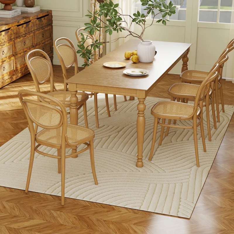 HOMCOM Alfombra Salón 230x160 cm Pelo Corto Estilo Moderno Base Antideslizante Tejida a Máquina Crema