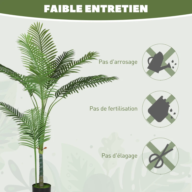 HOMCOM Plante artificielle intérieure 150 cm, palmier arbre artificiel avec pot en plastique et flocage, vert