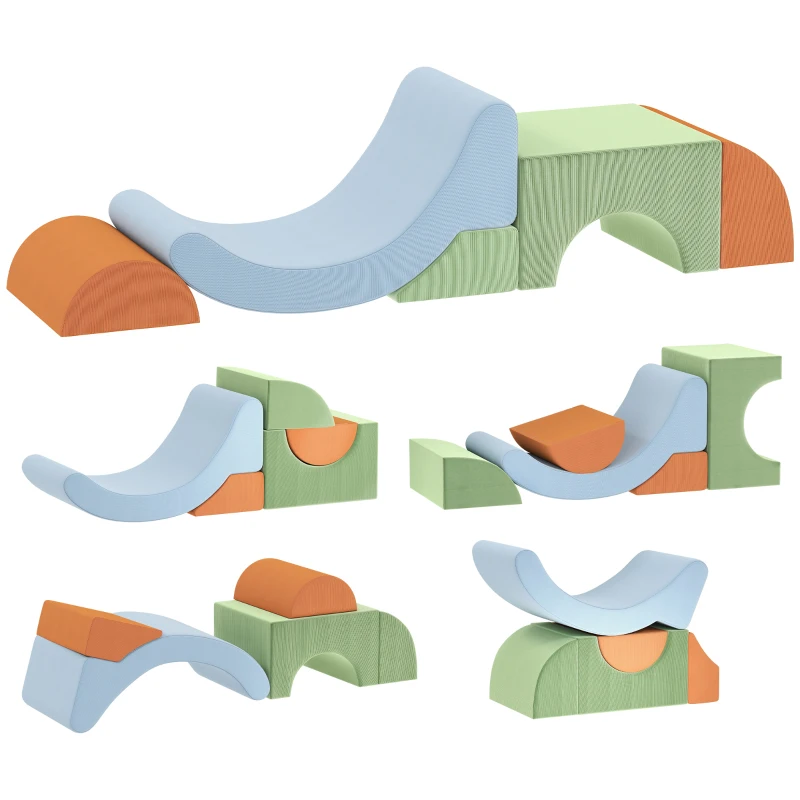 AIYAPLAY Set de 5 Bloques Blandos para Niños, para Escalar, Gatear, Construir, Ligeros, de Cordón, Espuma, Multicolor