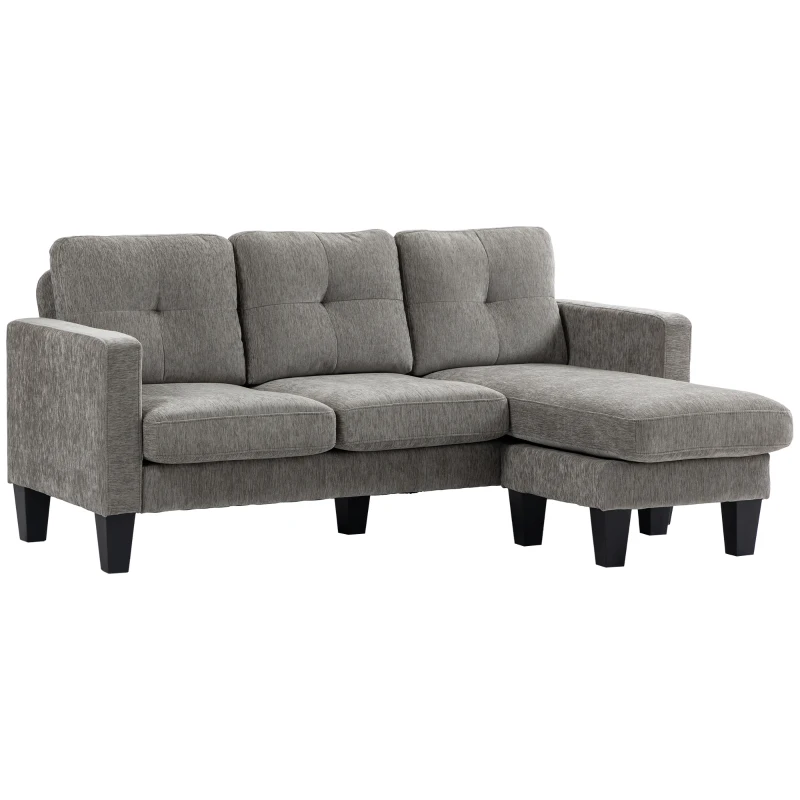 HOMCOM Ecksofa, Eck-Couch mit umkehrbarer Chaiselongue, Sofa in L-Form, Bezug in Leinenoptik, 186 x 130 x 84 cm, Braun