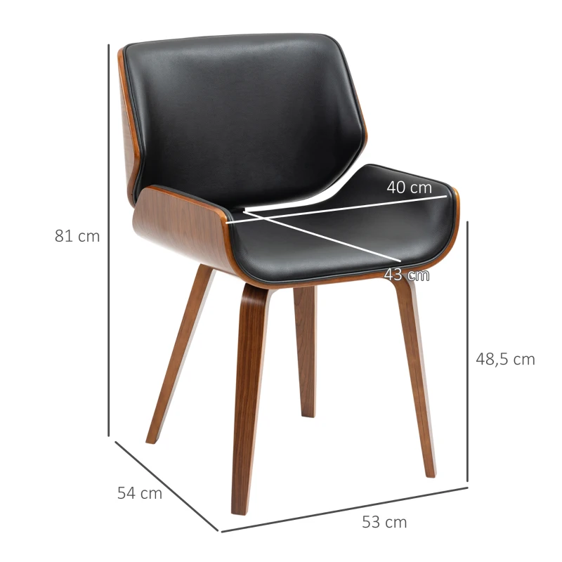 HOMCOM 2er-Set Vintage-Esszimmerstühle, Holz, Stoffbezug, Schaumstoff, Schwarz(m-3)