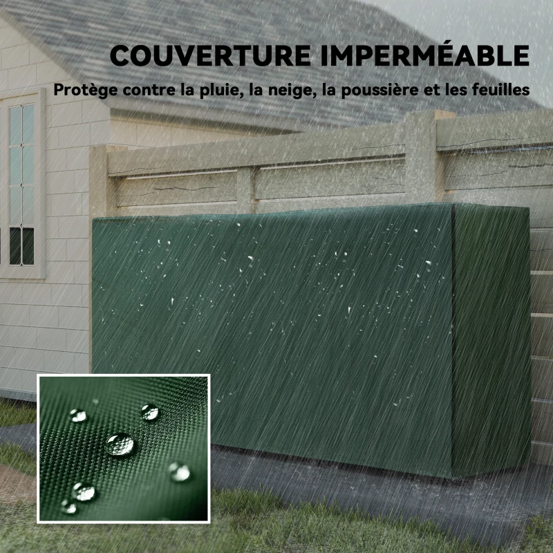 Outsunny Range buches extérieur, abri buches, avec housse en PE, base surélevée, pour extérieur, 200 x 36 x 99 cm, métal, noir